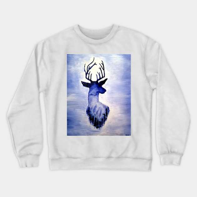 Winter Stag Crewneck Sweatshirt by RG Illustration